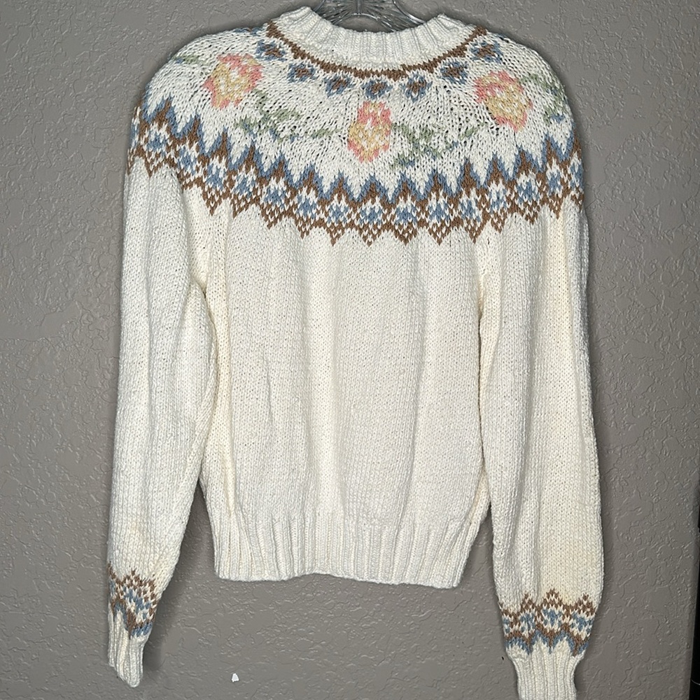 Vintage Liz Sport “Irish Brogue” hand knit cotton sweater - Picture 4 of 11